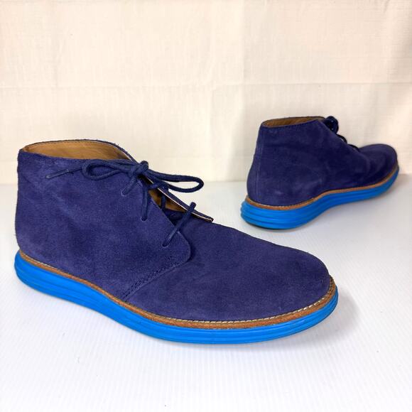 COLE HAAN Lunargrand Chukka Boots Men's 9 Blue Suede Lace Up Ankle Boot Colorful - Picture 3 of 12